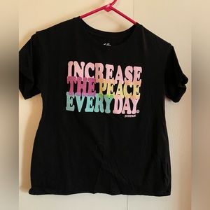 Black justice graphic tee girls size medium.